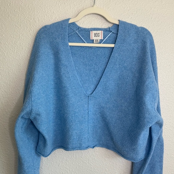 BDG Urban Outfitters Womens Medium Cropped Blue Long Sleeve Casual Sweater Boho - Picture 2 of 8